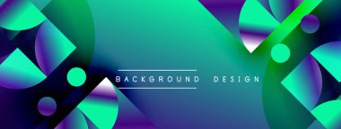 Abstract gradient shapes create dynamic background. Vivid blues, greens, purples blend seamlessly. Modern design element for digital projects.