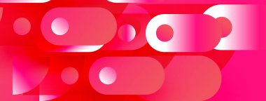 Soyut geometrik şekiller, pembe renkler kompozisyona hakim. Üst üste binen daireler, dikdörtgenler dinamik görsel efekt yaratır. Modern tasarım.