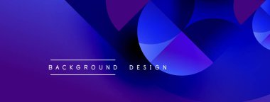 Abstract background features overlapping circles, gradients. Purple, blue hues dominate design. Text reads background design. Modern, dynamic composition.