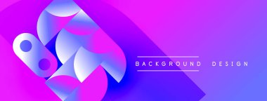 Abstract shapes overlap, creating vibrant pink, purple gradients. Modern design elements suggest digital art, background texture.