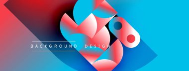 Soyut enerjik tasarım. Kırmızı, mavi renkler karışıyor. Modern şekiller dinamik görsel etki yaratır. Metin arkaplan tasarımı okur.