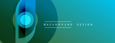 Soyut gradyan şekiller modern arkaplan yaratır. Teal, mavi, yeşil renkler düzgün bir şekilde karışır. Minimalist tasarım elementleri temiz estetik sunar.