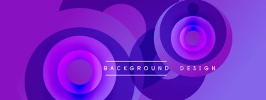 Soyut mor daireler örtüşüyor, dinamik görsel etki yaratıyor. Arka planlar ve sunumlar için modern tasarım öğesi. Yumuşak gradyanlar.