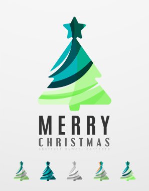 Dizi soyut Noel ağacı simgeler, iş logo kavramları, temiz modern parlak tasarım