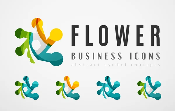 Conjunto de flores abstractas logotipo iconos de negocios — Vector de stock