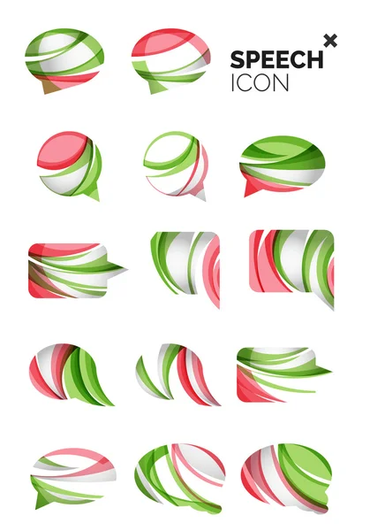 추상적인 연설 거품과 구름 아이콘, 비즈니스 로고 개념, 깨끗 한 현대 기하학적 디자인의 세트 — 스톡 벡터