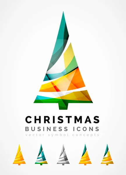 Reihe abstrakter Weihnachtsbaum-Ikonen, Business-Logo-Konzepte, sauberes modernes Hochglanz-Design — Stockvektor