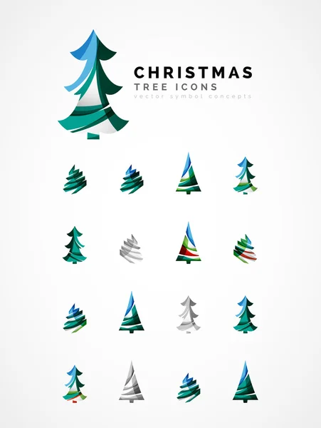 Reihe abstrakter Weihnachtsbaum-Ikonen, Business-Logo-Konzepte, sauberes modernes Hochglanz-Design — Stockvektor