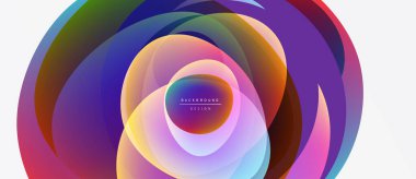 Abstract colorful layers create circular design. Vibrant hues blend, forming dynamic visual effect. Modern background element.