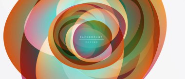 Soyut katmanlar girdap şeklinde tünel illüzyonları yaratır. Canlı renkler karışıyor, dinamik dairesel desen oluşturuyor. Modern tasarım ögesi.