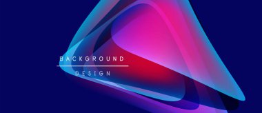 Soyut enerjik katmanlar dinamik arkaplan oluşturur. Pembe, mavi renkler harmanlanarak modern tasarım elementini oluşturur. Yumuşak eğimler hareketi, derinliği gösterir.