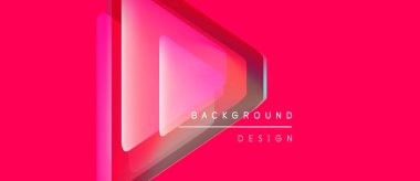 Parlak pembe arka plan özellikleri katmanlı üçgen şekiller. Metin, merkezi geometrik formun altında arkaplan tasarımı okuyor. Modern, canlı bir sunum.