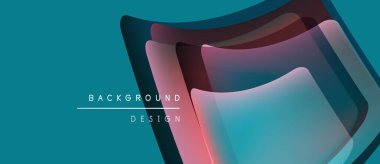 Soyut katmanlar dinamik görsel efekt yaratır. Teal arkaplanı pembe, mor renkleri tamamlar. Minimalist metin arkaplan tasarımı okur.