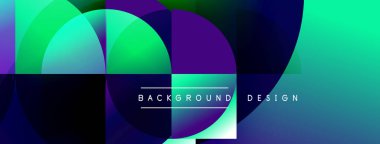 Soyut geometrik şekiller örtüşüyor, canlı renk eğimleri yaratıyor. Modern tasarım elementleri dinamik görsel deneyim önerir.