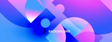 Soyut akışkan şekiller harmanlanır, canlı mor ve mavi renkler yaratır. Modern tasarım enerjiyi, hareketi, dijital estetiği çağrıştırıyor.
