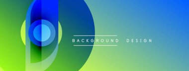 Abstract gradient background. Overlapping circles create dynamic visual effect. Modern design elements present smooth color transitions.