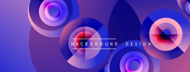 Soyut sıvı şekiller, canlı mor renkler, eş merkezli daireler dinamik arkaplan tasarımı yaratır. Modern, şık bir sunum.