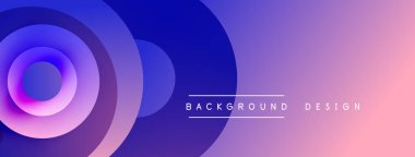 Soyut eğim arkaplanı. Dairesel şekiller mor ve mavi renklere karışıyor. Dijital projeler için modern tasarım ögesi.