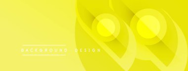 Parlak sarı soyut arka plan. Üst üste binen katmanlar dinamik görsel efekt yaratır. Sancaklar ve web siteleri için modern tasarım uygun.