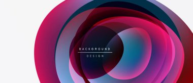 Soyut dairesel tasarım. Katmanlar örtüşüyor, canlı renk değişimleri yaratıyor. Metin, arkaplan tasarımını merkezi biçimde okur. Modern estetik.