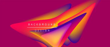 Canlı soyut tasarım. Sıvı şekiller turuncu, mor ve mavi renkleri harmanlıyor. Dijital projeler için modern arkaplan ögesi.