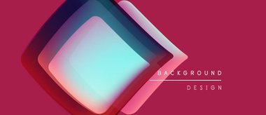 Soyut geometrik tasarım. Üst üste binen kareler canlı renk değişimleri yaratır. Pembe arkaplan karşıtlık sağlar, metin arkaplan tasarımı okur.