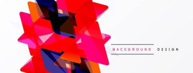 Soyut geometrik şekiller, canlı kırmızılar, mor, portakallar. Beyaz uzay modern tasarım elementi yaratır. Arkaplan dinamik bileşimi öneriyor.