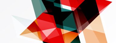 Soyut geometrik bileşim. Üst üste binen şekiller dinamik görsel doku yaratır. Kırmızı, yeşil, bej renkler tasarımda baskın.