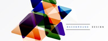 Soyut geometrik şekiller örtüşür, canlı renkli tasarım yaratır. Beyaz arka plan temiz bir kontrast sağlıyor. Modern görsel element.