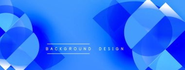 Soyut mavi arkaplan. Üst üste binen daireler dinamik görsel efekt yaratır. Sancaklar ve web siteleri için modern tasarım uygun.