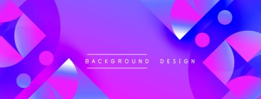 Soyut mor tasarım sıvı şekiller, daireler, kareler içerir. Değişken renklere, canlı renklere, dinamik bileşime sahip modern arkaplan.