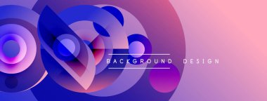Soyut sıvı şekilleri mor, mavi ve pembe renkleri harmanlar. Modern tasarım hareketi, enerjiyi, görsel ilgiyi çağrıştırıyor. Arkaplanda metin ögeleri.