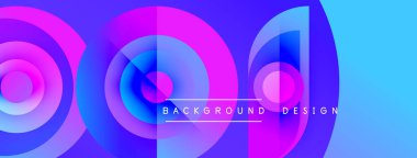 Soyut çemberler çakışıyor, canlı gradyanlar yaratıyor. Mor, mavi renkler tasarımda baskın, metin arka plan tasarımında. Modern, dinamik görsel.