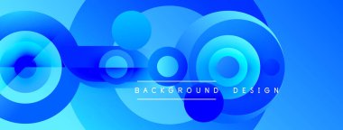 Parlak mavi soyut daireler, dinamik görsel efekt oluşturur. Modern tasarım arka planlar, pankartlar, sunumlar için uygun.