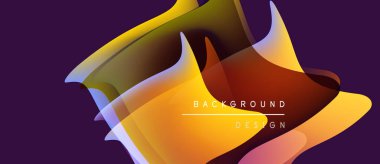 Soyut sıvı şekilleri örtüşür, canlı turuncu, mor arkaplanda sarı renkler oluşturur. Metin arka plan tasarımı okur. Modern, dinamik kompozisyon.