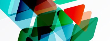 Soyut geometrik şekiller örtüşür, canlı renk karışımları yaratır. Kompozisyon şeffaflık, gradyan ve modern tasarım elementlerine sahiptir..