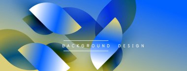 Soyut sıvı şekilleri üst üste binerek dinamik mavi, sarı gradyanlar oluşturur. Arkaplan ve sunumlar için modern tasarım ögesi.