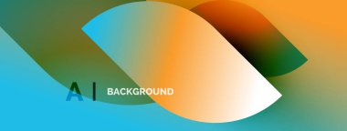 Soyut gradyan şekiller çakışıyor. Mavi, turuncu, yeşil renkler düzgün bir şekilde harmanlanır. Minimalist tasarım teknoloji ve yenilik öneriyor. Metin Al BACKground okuyor.