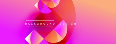 Soyut, enerjik bir arkaplan. Üst üste binen şekiller dinamik görsel efekt yaratır. Gradyan renkler düzgün bir şekilde harmanlanarak modern estetik sunuyor.