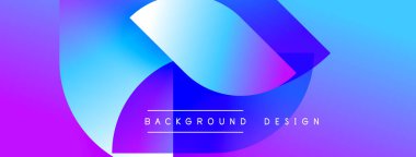 Soyut gradyan şekiller çakışıyor, dinamik görsel etki yaratıyor. Mor, mavi renkler dizaynda baskın, metin arkaplan tasarımı.