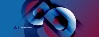 Soyut tasarım, akan mavi şekiller, kırmızı aksanlar, mor gradyan. Modern, dinamik bileşim uygun arka plan kullanımı.