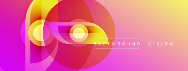 Soyut dinamik şekiller, canlı gradyanlar. Pembe, sarı, turuncu renkler düzgün bir şekilde harmanlanır. Arka planlar için modern tasarım ögesi.