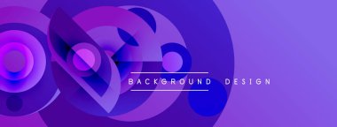 Soyut mor tasarım, üst üste binen daireler, gradyanlar. Modern estetik dijital arkaplanlar ve sunumlar için uygundur.