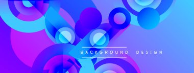 Abstract vibrant circles overlap. Blue, purple hues dominate design. Text reads background design centered below shapes. Modern aesthetic.