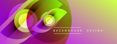 Soyut renkli katmanlar dinamik gradyan arkaplan oluşturur. Modern tasarım elementleri akıcılık, enerji ve yenilik önerir.