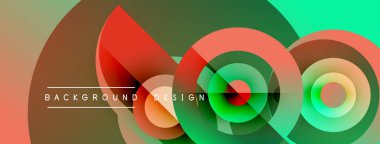 Soyut renkli çemberler dinamik arkaplan oluşturur. Gradyan gölgeler harmanlanır, modern tasarım ögesi oluşturulur.