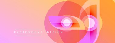 Soyut eğim arkaplanı. Üst üste binen daireler dinamik görsel efekt yaratır. Pembe, turuncu renkler kompozisyona hakim. Modern tasarım ögesi.