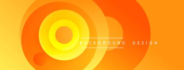 Abstract orange circles create dynamic background. Gradient hues suggest warmth, energy, modern design elements. Simple, clean composition.
