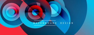 Soyut katmanlar, canlı renkler, dinamik bileşim. Modern tasarım elementleri akıcı görsel deneyimler yaratır. Mavi, kırmızı renkler egemen.