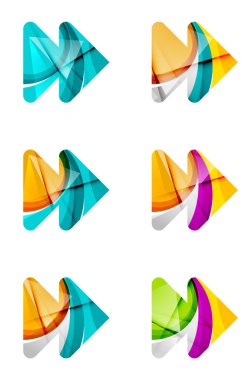Soyut ileri kümesi oyun ok simgesi, iş logo kavramları, temiz modern geometrik tasarım